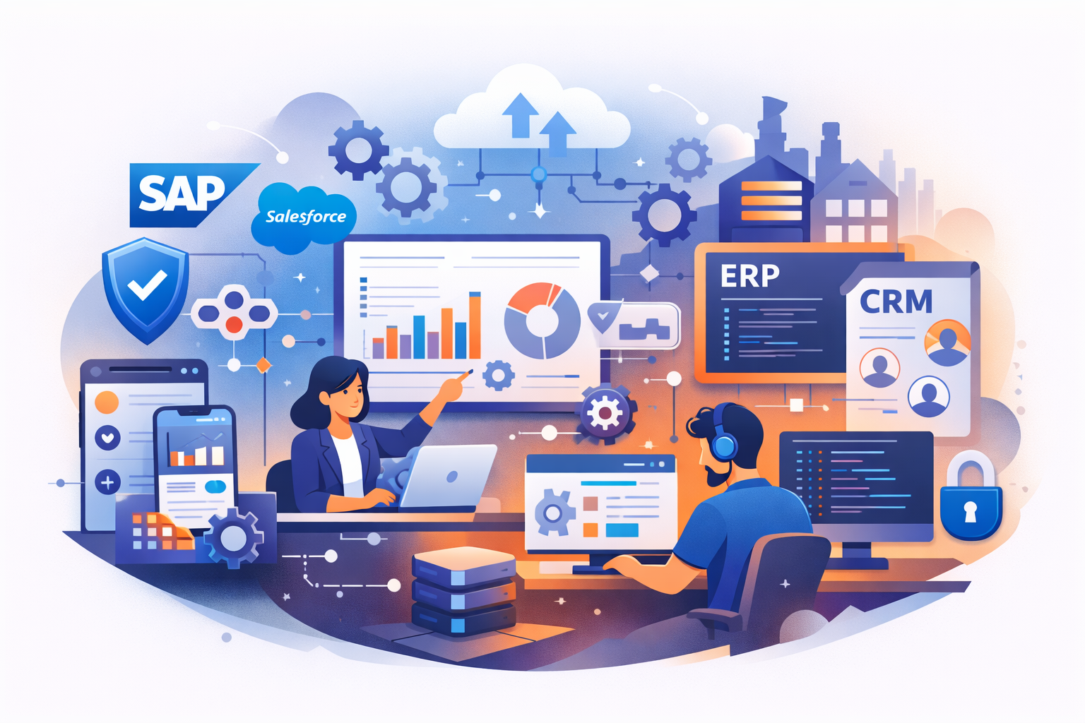 Enterprise Apps and Custom Development illustration